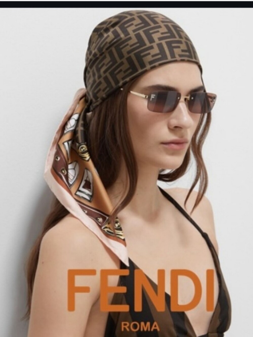 Fendi First Crystal FE4172us  Rectangular Sunglasses with Brown Lenses